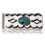 Navajo Handmade Certified Authentic .925 Sterling Silver Natural Turquoise Native American Nickel Money Clip