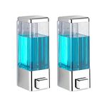 Twizzle ABS Plastic Wall Mounted Soap Shampoo Conditioner Hand Wash Gel Dispenser Liquid Soap Sanitizer Dispenser for Bathroom Basin Kitchen Sink 350 Ml Pack of 2 Chrome Plated