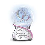 'Love Between A Grandmother & Granddaughter' Glitter Globe – A unique glitter globe featuring entwined hearts and silvery glitter inside. Plays: 'Always In My Heart' melody. The Bradford Exchange.