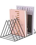 Zepdos Iron Tabletop Magazine Rack For Desk,Book Organizer,File Holder Storage Organizer,Table Book Stand For Office,Magazine Holder For Table,Office Newspaper Stand,File Organiser(Black)(2Pc)