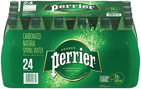 Perrier Carbonated Natural Spring Sparkling Water, Original, 500mL Plastic Bottle, 24 Bottles Total - PACKAGING MAY VARY
