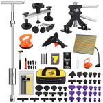 Super PDR Paintless Dent Repair Kit, 119PCS Car Body Dent Repair Kit, Dent Removal Kit with Dent Lifter, Bridge Dent Puller, 2 in 1 T-Type Slide Hammer for Auto Body Dents, Hail Damage, Door Ding