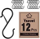 Yzerel 12Pcs S Hooks Hanging Safety Buckle - 3.5 inch Heavy Duty S Hooks,Hanging Plants for Closet Hooks, Clothes, Kitchen Utensil, Pots and Pans, Bags (Black)