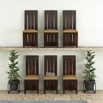 VINAYAK ART PLACE Solid Sheesham Wood Dining Chairs Only | Wooden Set of 6 Dinning Chair for Kitchen & Dining Room | Chairs with Beach Cushion | Rosewood, Walnut Finish