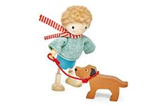 Tender Leaf Toys - The Goodwood Family - Wooden Action Figure Dollhouse Miniatures Dolls - Encourage Creative and Imaginative Fun Play for Children 3+ (Mr. Goodwood and His Dog)