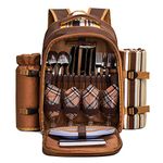 APOLLO WALKER PICNIC BACKPACK (BROWN for 4 with wine glasses)