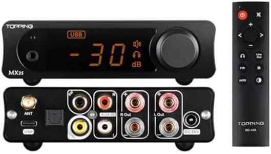 Topping MX3s Bluetooth Amplifier, AK4377 Chip 62Wx2 Class D Amp, USB/BT/Optical/Coaxial/AUX Input Home Audio Amplifier for Subwoofer/Speaker (Black)