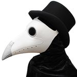 PartyCostume - White Plague Doctor Mask - Long Nose Bird Beak Steampunk Halloween Costume Props Mask