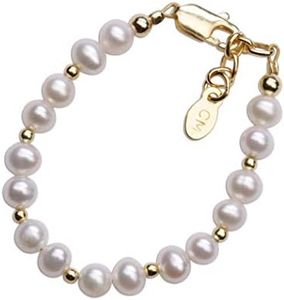 Cherished Moments Children's 14K Gold-plated over Sterling Silver Baby Bracelet with White Cultured Pearls for Babies, Infants, and Newborns (SM)