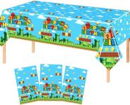 Nyhpar 3PCS Video Game Theme Tablecloth, Super Brother Plastic Tablecover Disposable Table Covers for Game Brothers Birthday Party Decorations Supplies, 86.6 x 51.2in