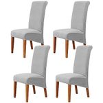 Dining Chair Covers Velvet Stretch Large High Back Armless Chair Slipcovers Removable Dining Room Chair Protector for Home Wedding Party Banquet Hotel Decor (Light Grey, Pack of 4)