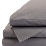 Red Land Cotton | American Made 4 Piece Basic Cotton Sheet Set | 100% USA Made Cotton Sheets | Including Deep Pocket King Fitted Sheet, Flat Sheet, and 2 Pillowcases | Percale | Twin/Gray