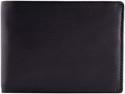 DiLoro RFID Slim Leather Travel Wallet for Men Bifold Top Flip 2 ID Windows (Napa Black)