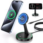 Magnetic Wireless Charger Stand 15W Fast Mag-Safe Charger for iPhone 16/16 Pro/16 Plus/16 Pro Max/15/14/13/12 Series Magnet Wireless Charging Station/Pad with Sleep-Friendly Light for AirPods 3/Pro/2