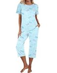 Ekouaer Personalised Short Lingerie Sets Summer Loungewear 2 Piece Nightwear Set Summer, Butterfly, L