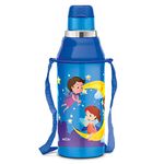 MILTON Kool Steelight 400 Kids Plastic Insulated Water Bottle with Straw, 404 ml, Sipper Bottle, Leak Proof, BPA Free, Food Grade, School & Picnic Bottle, Pearl Blue