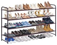 KIMBORA 4 Tier Long Shoe Rack for Closet Floor, Wide Shoe Shelf Organizer Stackable Shoe Storage for Bedroom 30-Pairs (Bronze)