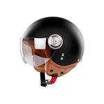 BOSERMEM Adult Harley Motorcycle Helmet Scooter helmet, stylish half-open helmet with goggles, has passed road safety tests, and effectively protects head safety(Black)
