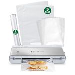 FoodSaver Compact Vacuum Sealer Machine with Sealer Bags and Roll for Airtight Food Storage and Sous Vide, White