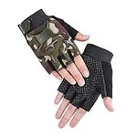 Kids Half Finger MTB Cycling Gloves Road Bike Gloves Breathable Anti Slip Workout Gloves Roller Skating Mitten Sports Gloves Fingerless Riding Climbing Gloves for Boys Girls (L For 8-12Y, Camo)