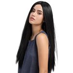 BLUSHIA Natural looking full head long straight middle partition heat resistant wig for Women/Girls