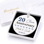 Beecreative Personalised China Wedding Anniversary Gifts - 20th Wedding Anniversary Gift For Husband, Wife, Him, Her - 20 Years Wedding Anniversary - Ceramic China Ornament With Gift Box