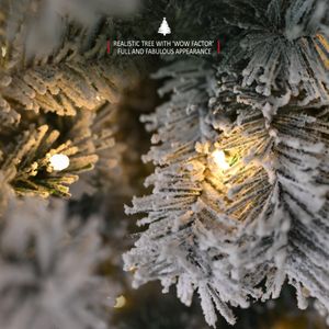 VeryMerry 7FT Pre-Lit Snowy Christmas Tree – Artificial Holiday Decor