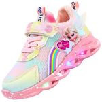 Vorkhuaeri Princess Sneakers for Girls Kids Trainers Light Up Shoes Dress Up Elsashoes Baby Toddler Sneakers Birthday Xmas (A2-Rosa-Mesh2,8)