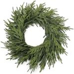 24" Real Touch Norfolk Pine Wreath for Front Door Artificial Christmas Wreath Green Faux Pine Wreath for Wall Windows Mantle Outdoor Christmas Decoration