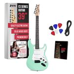 LyxPro CS 39” Electric Guitar Kit for Beginner, Intermediate & Pro Players with Guitar, Amp Cable, 6 Picks & Learner’s Guide | Solid Wood Body, Volume/Tone Controls, 5-Way Pickup - Green