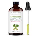 MAJESTIC PURE Lemongrass Essential Oil | 100% Pure and Natural Lemongrass Oil | Premium Grade Essential Oils for Hair Care, Home Diffusers, Skin, Aromatherapy, Massage and Humidifiers | 118 ml