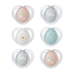 Tommee Tippee Night Time Glow in The Dark Pacifiers, 0-6 Months, Symmetrical Design, BPA-Free Silicone, Pack of 6