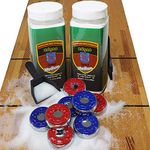 Shuffleboard Powder Wax w/Shuffleboard Pucks + Mini Dustpin and Broom Set, High/Medium Speed Shuffleboard Sand, 2 1/8 or 2 5/16 Pucks Available (2 1/8 (53) RB, Medium Speed)