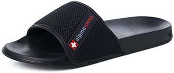 Alpine Swiss Mens Athletic Comfort Slide Sandals House Shoes Slippers Black 7 M US