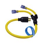 Clear Power 3 ft 10/4 Stow Y Adapter, Ideal for Generators, Inverters, Marine & RV, Temporary Power Boxes, Yellow, CP10139