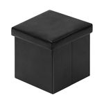 Bonlife Black Foldable Storage Ottoman,Toy Chest Boxes for Kids,Folding Faux Leather Footstools Small Seat 30x30x30cm (belike 11.8")