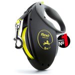 flexi® Giant S/M | 8 m retractable tape leash for dogs up to 25 kg | Black/neon yellow | retractable dog lead | Weight: 440 g | Dimensions: 15.3 x 19.2 cm