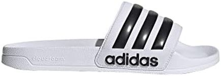 adidas Unisex Adilette Shower Slide Sandal, White/Core Black/White, 11 US Men