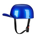 Woljay Vintage Open Face Motorcycle Helmet Retro Baseball Cap Half Helmets Men Women for Scooter Moped Cap Street Cruiser Jet - DOT Certified (Large, Blue)