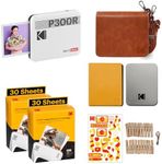 KODAK Mini 3 Retro 4PASS Portable Photo Printer (3x3 inches) Initial 8 Sheets + 60 Sheets + Gift Bundle, White