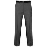 MyShoeStore Mens Formal Trousers Casual Business Office Work Home Belted Smart Dress Pants Straight Leg Flat Front Everpress Pockets Waist Sizes UK 30 Inch to UK 50 Inches (Charcoal Grey, 32/31)