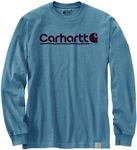 Carhartt Men's Relaxed Fit Heavyweight Long-Sleeve Logo Graphic T-Shirt, Thundercloud Heather