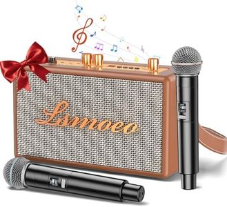 Karaoke Machine for Adults,2 Wireless Microphones for Karaoke Speaker, Portable Microphone and Speaker Support Four-Channel Microphone Expansion for Home Party,Picnic,Car,Indoor/Vintage Gifts-Brown