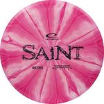 Latitude 64 Retro Burst Saint Disc Golf Distance Driver | Frisbee Golf Distance Driver | 170g Plus | Beginner Friendly Easy to Throw Disc Golf Disc | Stamp Color and Burst Pattern Will Vary (Red)