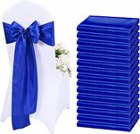 50 Pcs Satin Chair Sashes Bows,Chair Sashes Ties Golden Satin Sash Chair Bow Cover,7X108 inch Universal Chair Ribbons for Wedding Banquet Party Event (Royal Blue)