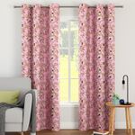 Encasa Homes Door Curtains (7 ft, 2 Panels, 44x84 in) I Semi-Blackout 85% Room Darkening I Floral & Geometric Prints I 6 Eyelets I Sound & Heat Reducing - Dusty Pink Birds