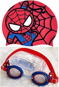 FEIFEI’S BOW Kids Swimming Goggles Safe Soft Silicone Cap Hat Anti-Fog Waterproof No Leaking Crystal Clear Swim Goggles Spiderman Elsa for Kids Children Boys Girls and Teens Age 3-15 (Spiderman)