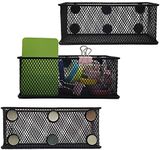 EASEPRES Magnetic Pencil Holder Set of 3 - Black Wire Mesh Storage Baskets Organizer with Strong Magnets - Perfect for Whiteboard, Refrigerator and Locker Accessories