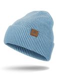 Knit Beanie for Men, Stretchy Soft Warm Daily Cuffed Winter Hats, Unisex Comfortable Wooly beanie Gifts for Men/Him/Dad, Blue