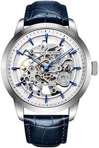 Automatic Mens Watches Skeleton Mechanical Wrist Watch for Men Waterproof Genuine Leather Watchband Luxury Self-Winding Stainless Steel Analog Watch for Men Collection PAGANI DESIGN, blue silver 1638,